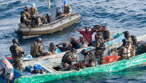 The EU anti-piracy operation Atalanta off Somalia captures suspected pirates. Photo: EU Navfor