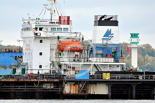 Damage seen at the superstructure of tanker San Benedetto