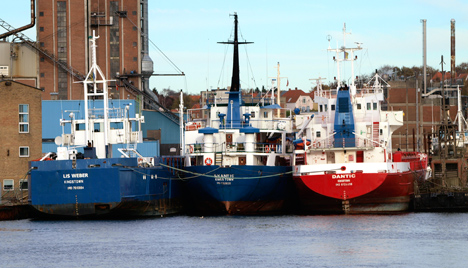 Lis Weber and two company sisters laid up at Svendborg. Photo: Bent Mikkelsen