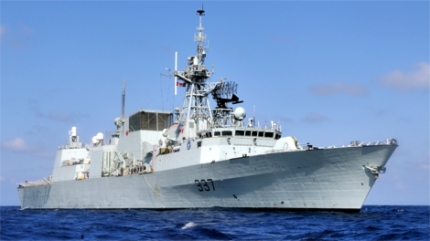 HMCS Fredericton in the Gulf of Aden during counter-piracy operations on Dec. 1, 2009. (Department of National Defence)