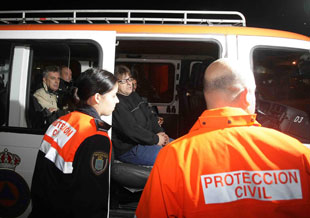 Crew of the ship being taken to hospital...