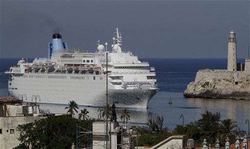 The British cruise ship Thomson Dream arrives in Havana Bay, Cuba, on Wednesday. The ship docked in Havana carrying 1,500 passengers as part of a three week tour of the Caribbean. 