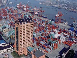 Shanghai Port is worlds largest container port, overtaking Singapore.