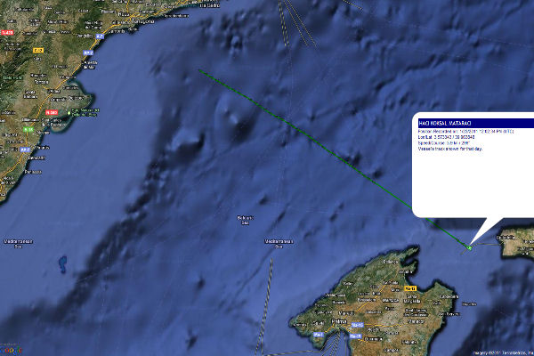AIS Data shows that the ship returns to Tarragona port on 24/01