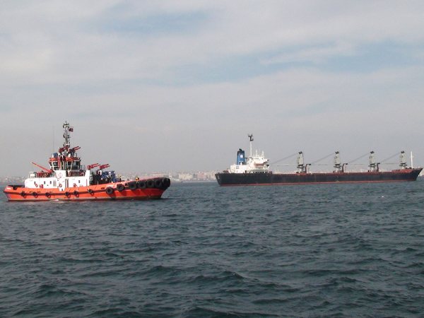 MERAKI with the tug arrived for assistance at the Southern entrance of Strait of Istanbul (Photo property of Turkish Coastal Safety)