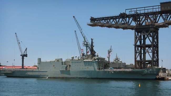 RETIRING: Naval ship HMAS Manoora waits at Garden Island to be decommissioned. Picture: Tepper Katrina Source: The Daily Telegraph 
