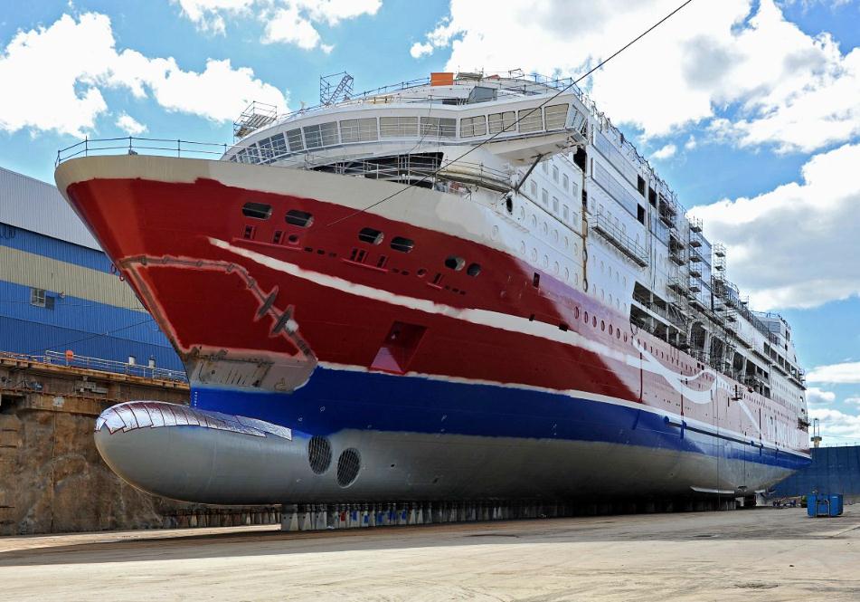 The float-out of M/S Viking Grace, an environmentally friendly new generation cruise ferry, being built for Viking Line was performed at STX Turku Shipyard on Friday 10 August 2012. 