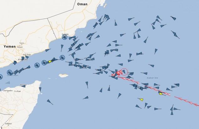 AIS records of MOL COMFORT before split in two