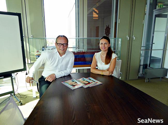 Mr. Jochen Rudolph with Mrs. Fulya Tekin Istikbal of SeaNews at SevenCs Headquarters, Hamburg during interview