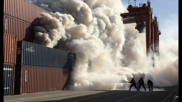 Toxic chemical fire shuts down Vancouver's city side Canterm docks to all