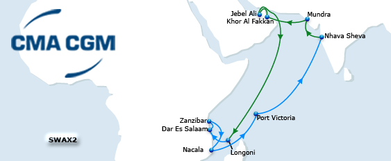 CMA CGM updates India Middle East Gulf to East Africa services