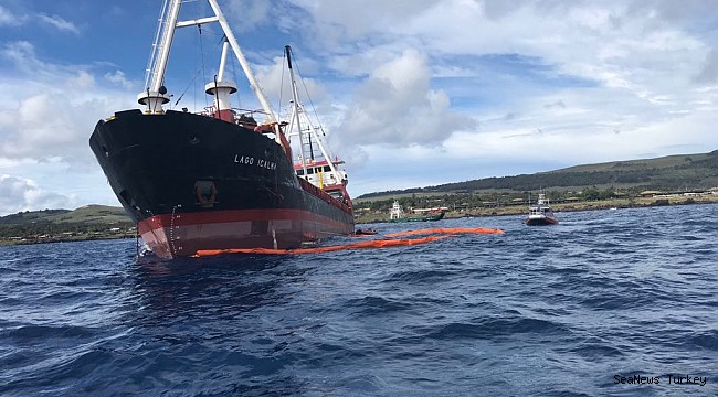 Freighter breached in allision