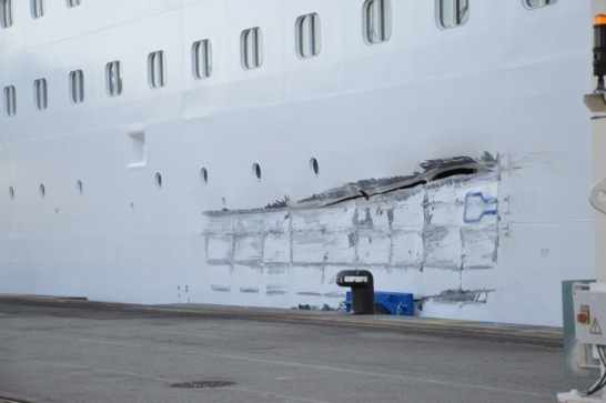 Costa Pacifica damaged in docking manoever
